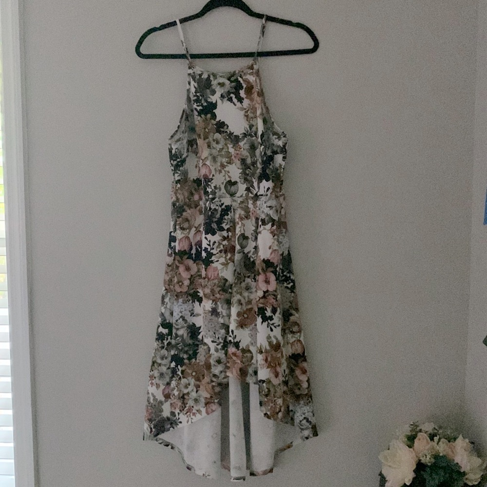 Floral strappy high-low dress